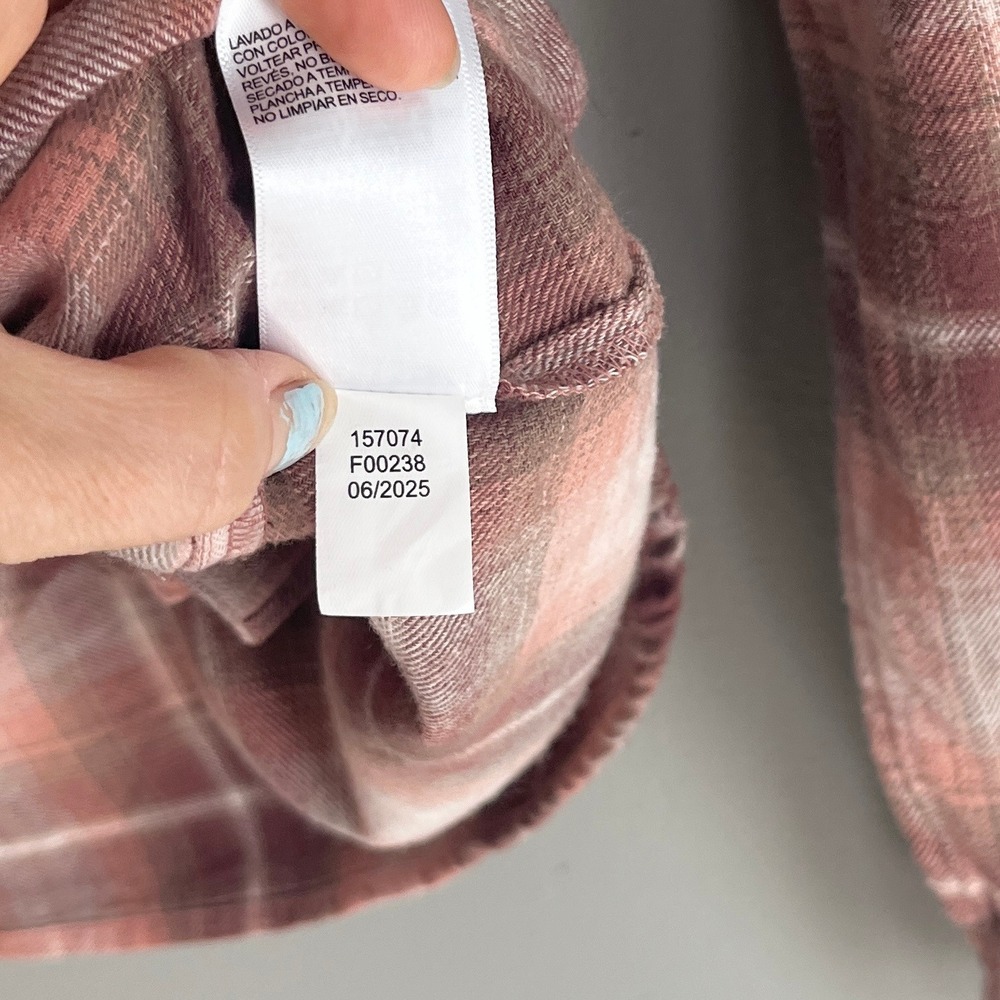 Lucky Brand Womens Peach Plaid Flannel Button Up Shirt Western Size‎ Medium - Picture 4 of 7